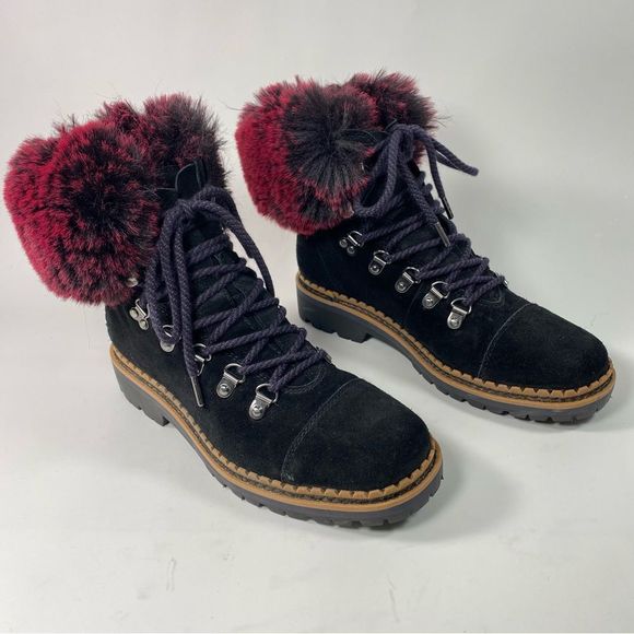Sam Edelman Women's Bowen Boots Color Black/Raspberry Wine SZ 6 - Picture 1 of 12